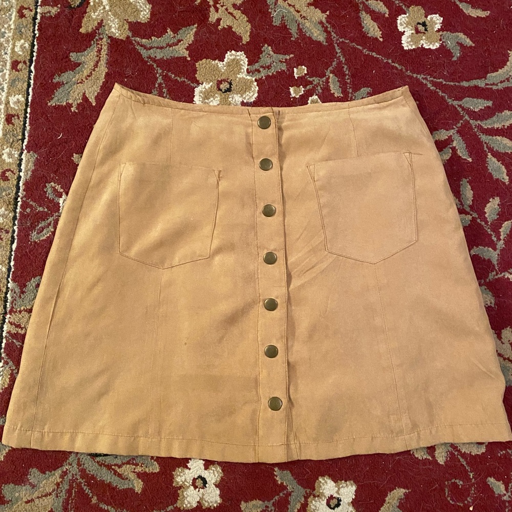 Tan Button-Front Women's Skirt
